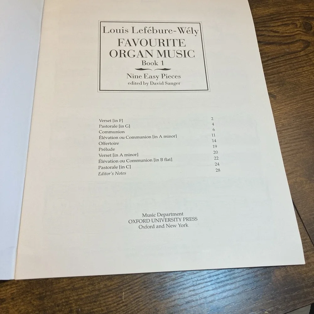 Favourite Organ‎ Music Book 1 Nine Easy Pieces Paperback Lefebure Wely Sanger